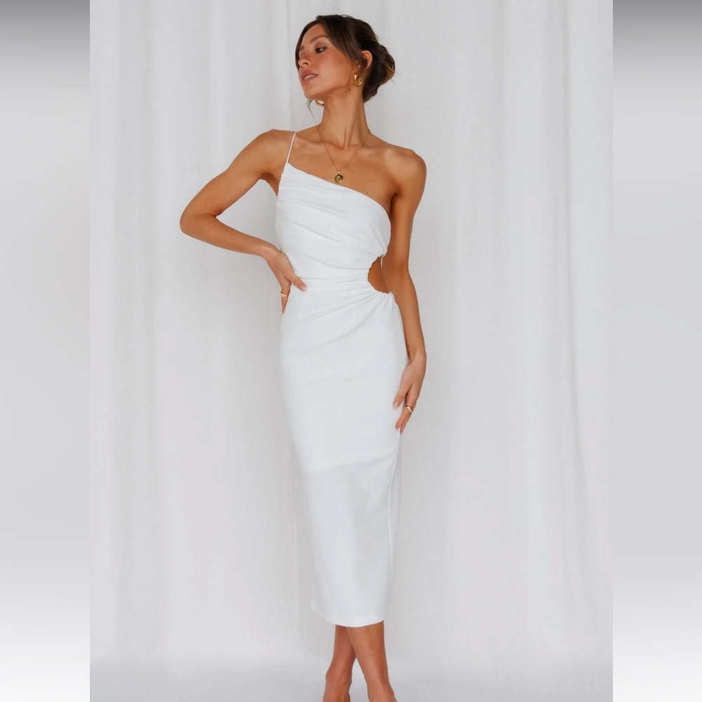 Hello Molly - Smooth Lines Midi Dress White